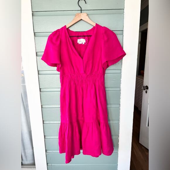Anthropologie The Somerset Mini Dress pink linen blend XS petite vacation travel - Picture 3 of 9